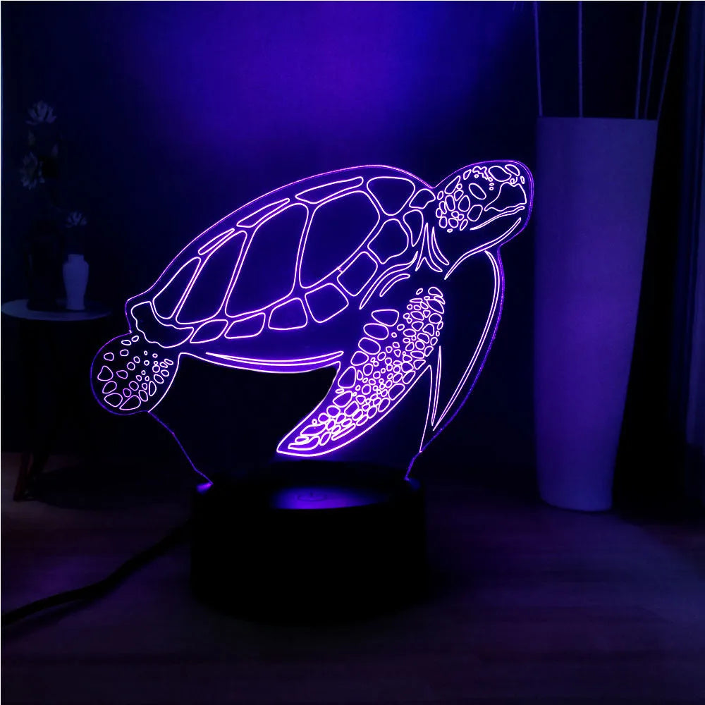 3D acrylic turtle LED night light with remote control and 16 colour options
