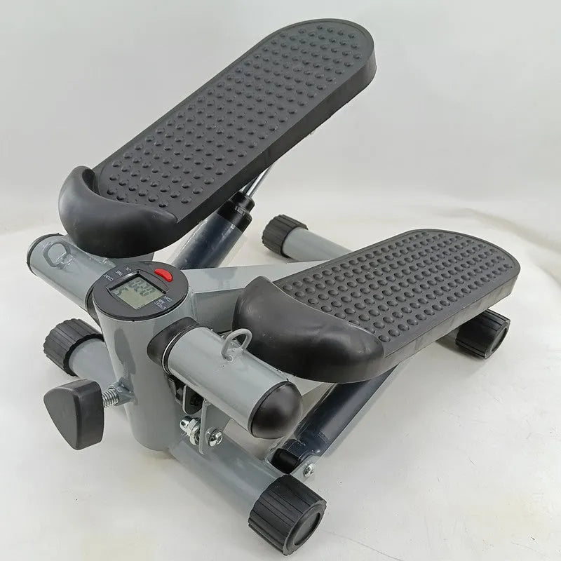 Silver grey household mini treadmill pedal machine with hydraulic resistance for waist slimming exercises