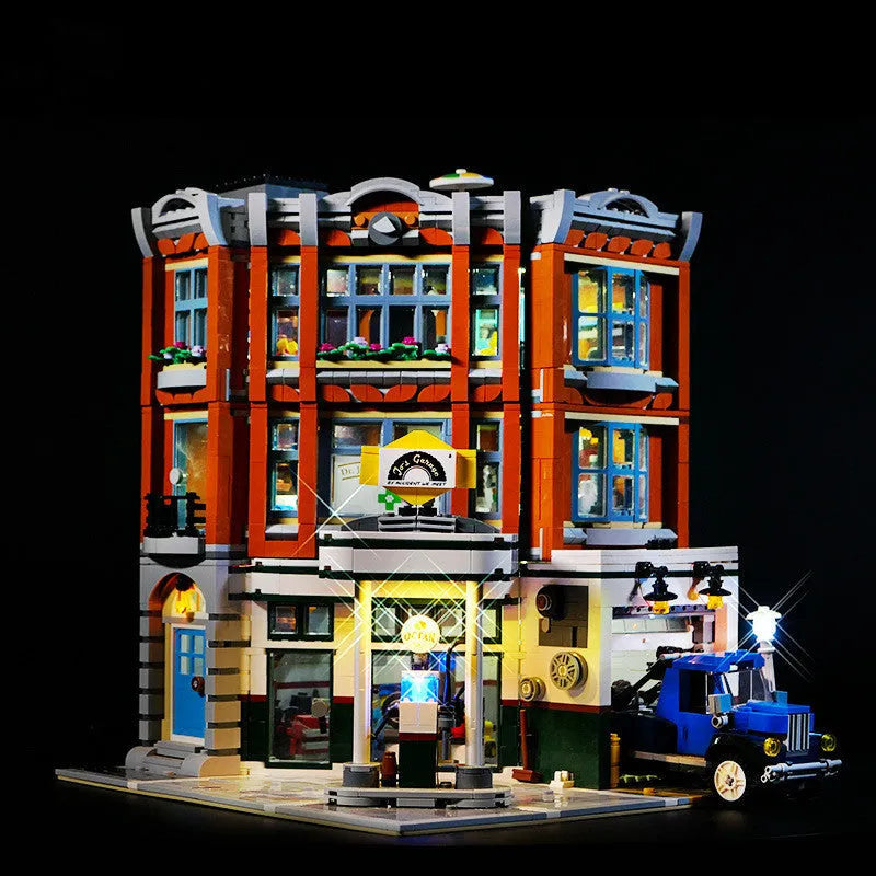 MOC modified LED lighting accessories kit with plastic components for model building corner repair shop scenes