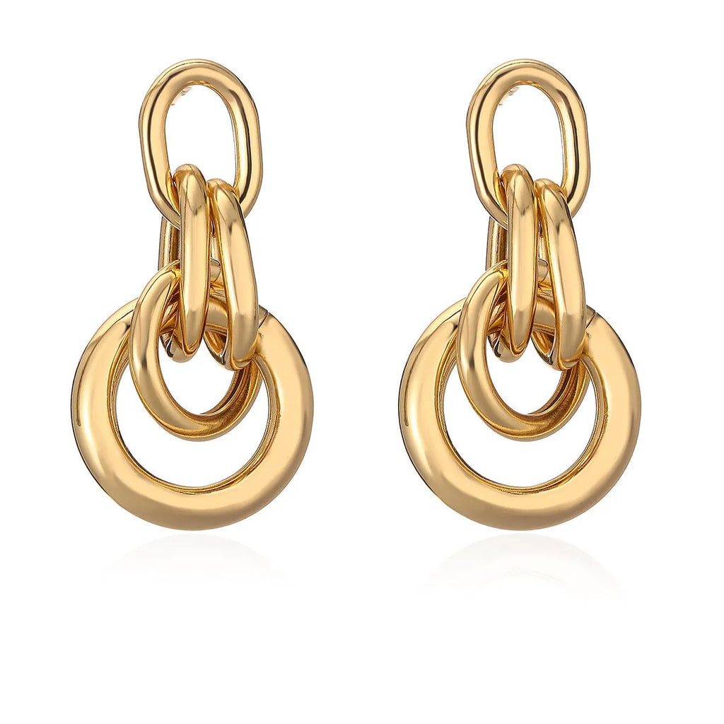Women's gold geometric earrings with an irregular shape and high-profile INS design.