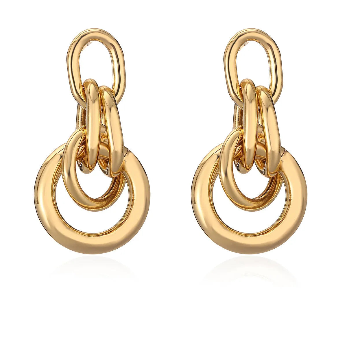 Women's gold geometric earrings with an irregular shape and high-profile INS design.