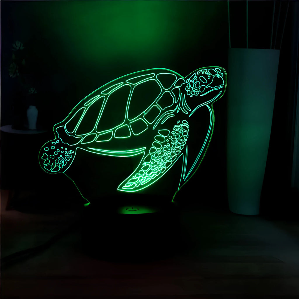 3D acrylic turtle LED night light with remote control and 16 colour options