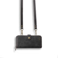 Leather flip phone case with detachable wallet backpack in black, blue, brown, or red colour