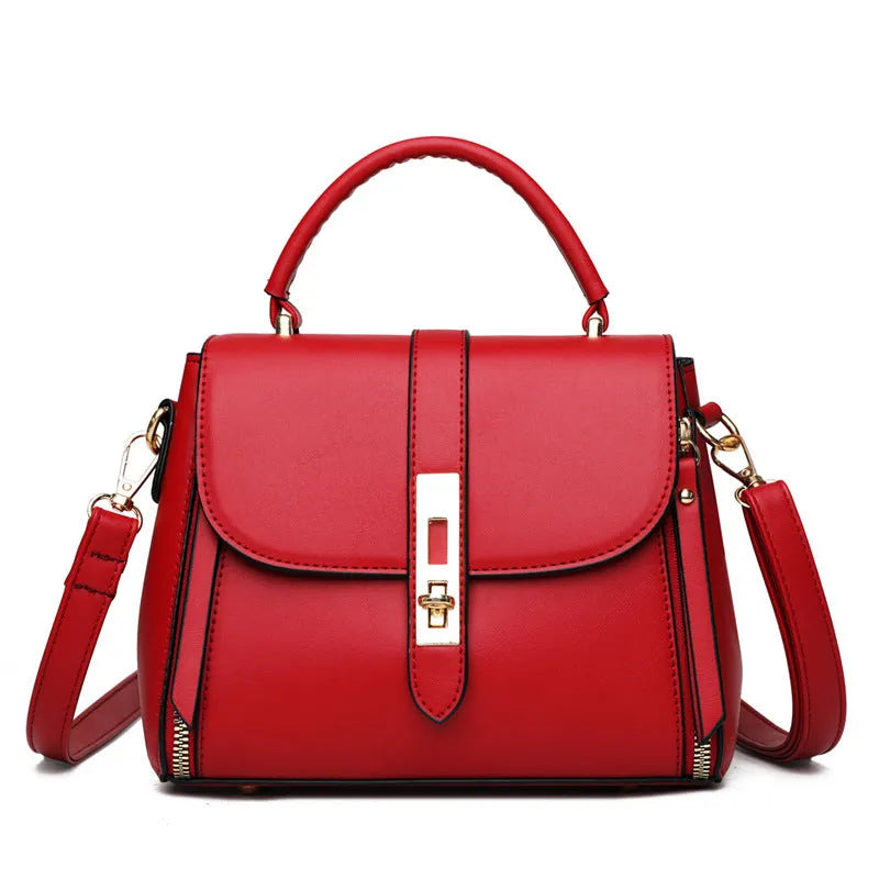 Women's soft PU leather shoulder bag in square vertical messenger style with single strap