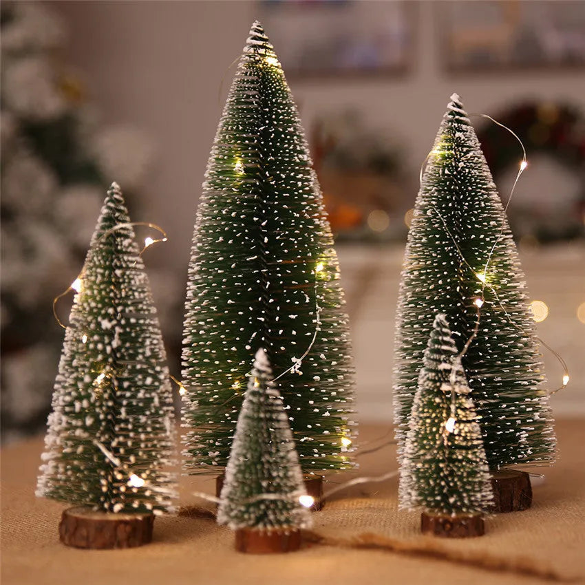 Christmas pine needle tree decoration in green and white, available in 10 cm to 30 cm heights