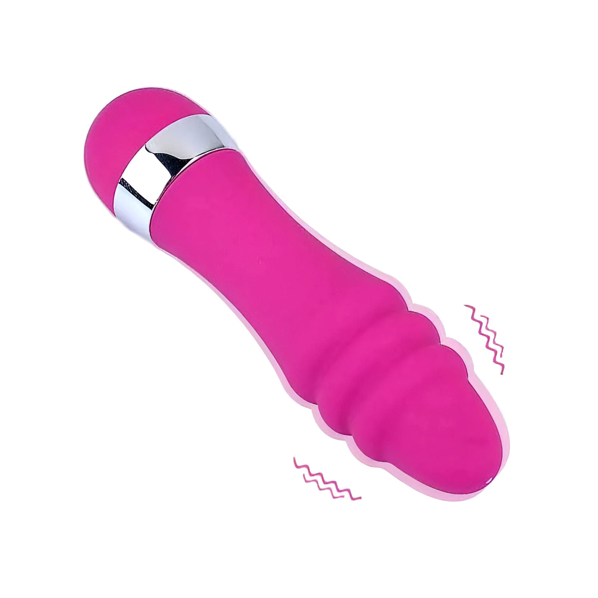 Realistic dildo sex toy for women showing six vibration style options and integrated plastic construction