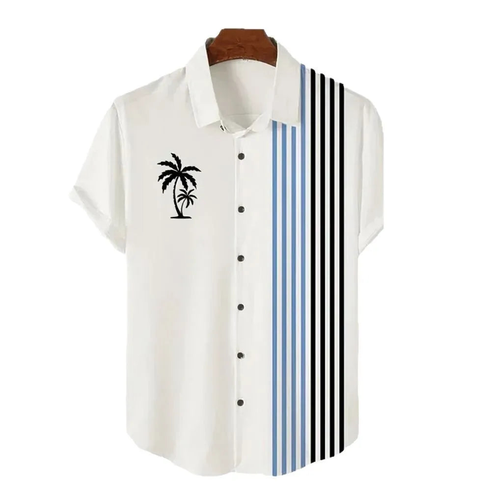 Men's Hawaiian shirt with 3D printed pattern in regular fit cardigan style