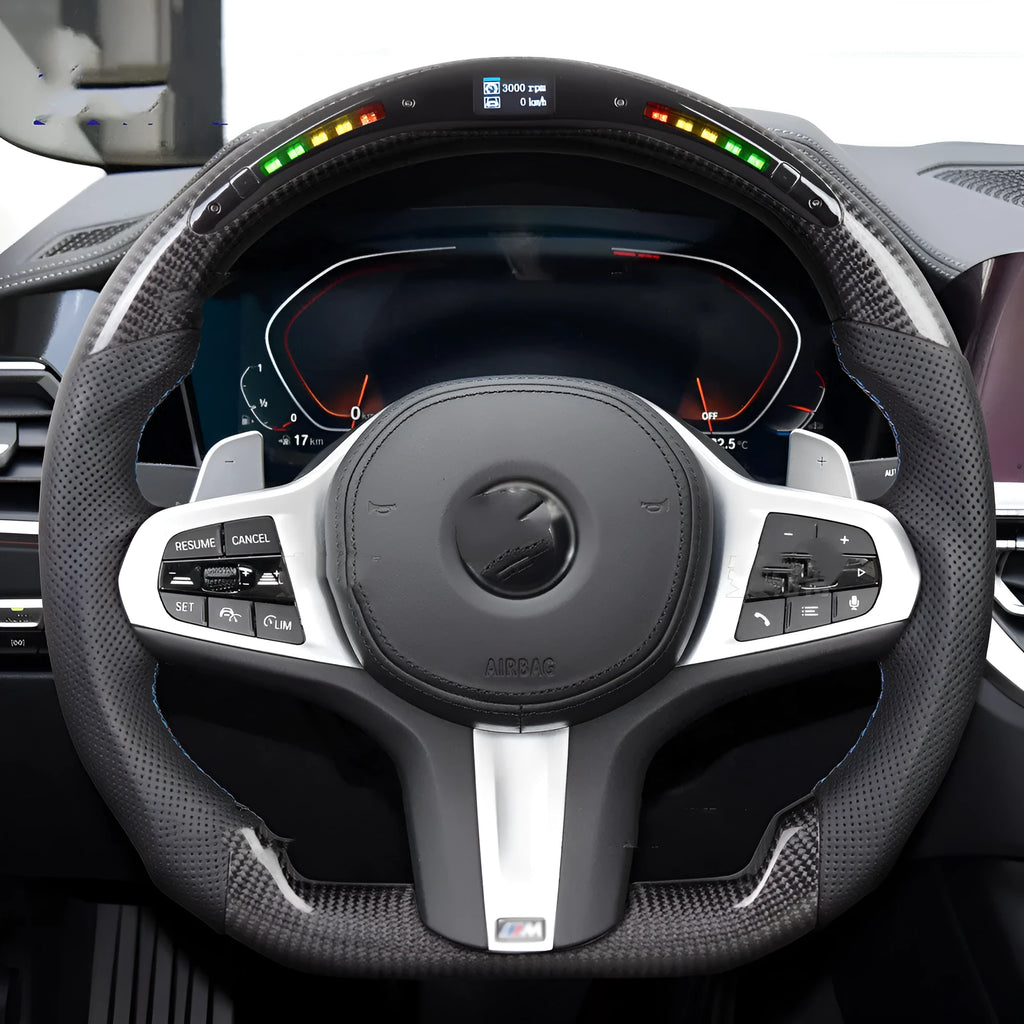 Carbon fibre LED intelligent steering wheel with heating function for BMW X3 and X5 models