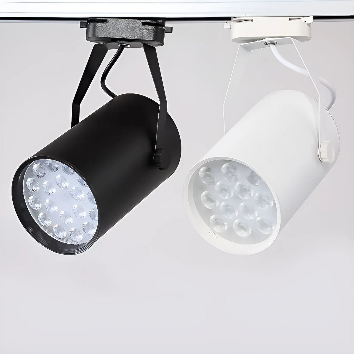 Black and white aluminium LED track spotlight for retail store wall lighting