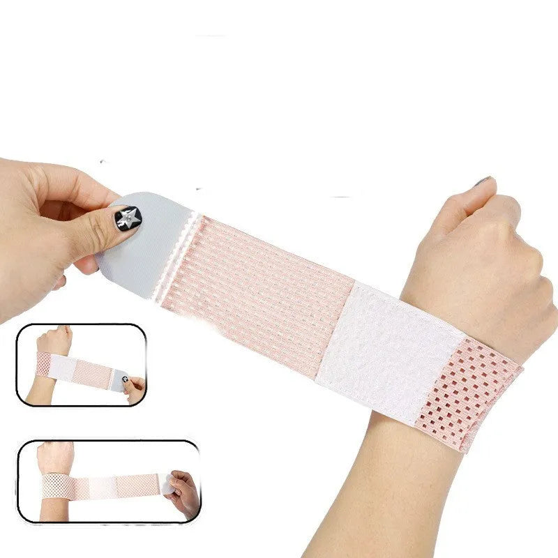 High elastic breathability athletic wristguard for wrist support shown in black, grey, and pink colour options.