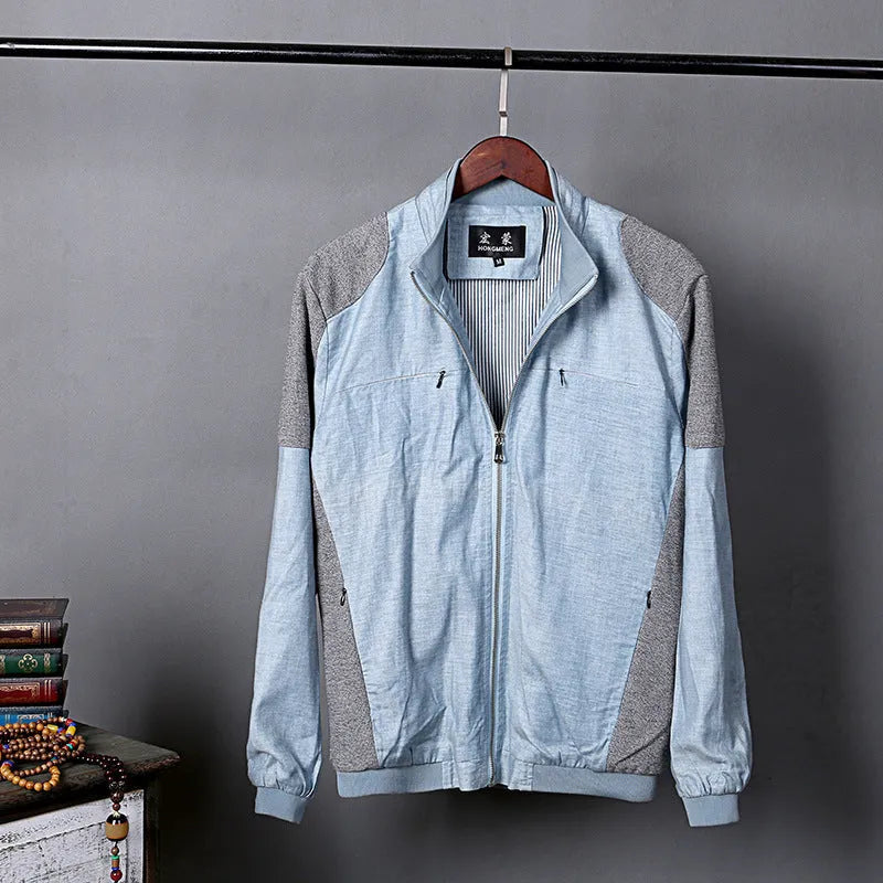 Men's lightweight linen jacket in heather grey, loose fit, casual style