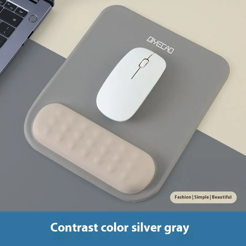 Ergonomic wrister mouse pad with wrist support cushion and cloth silicone surface