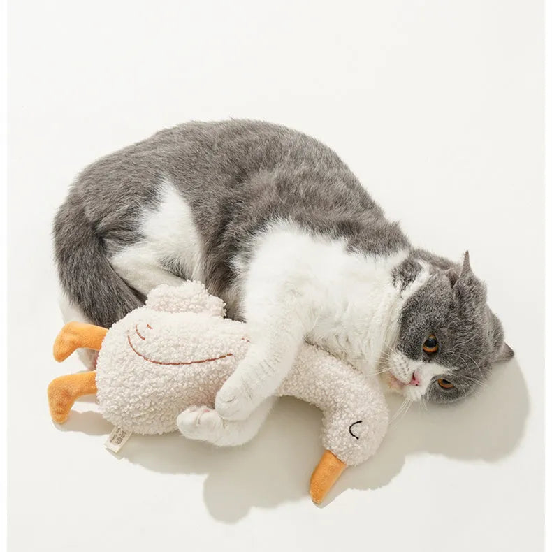 Soft plush dog toy in fox or duckling design with bite-resistant construction.