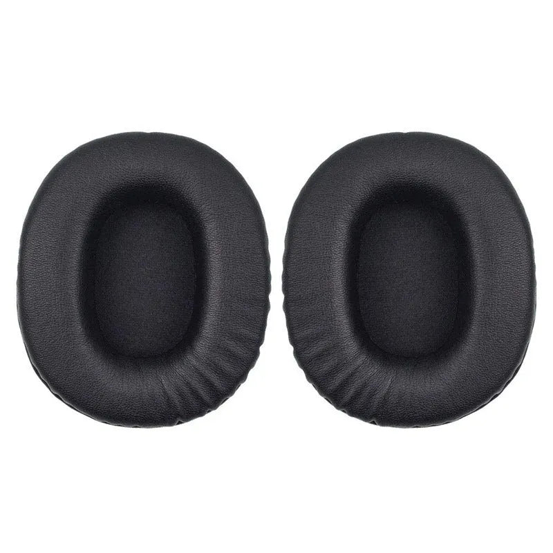 Black soft PU leather headphone cover for Sony MDR-1R headphones on a grey background.