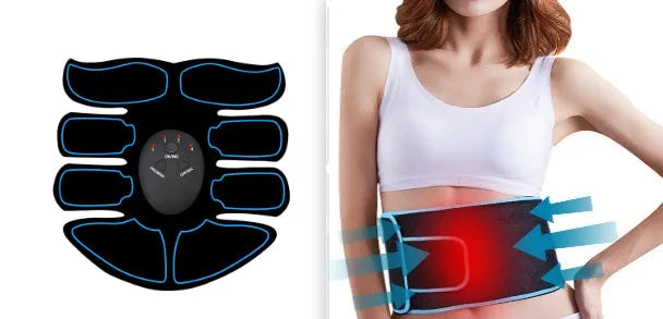 Digital display abdominal muscle trainer patch with charging port and three adhesive patches
