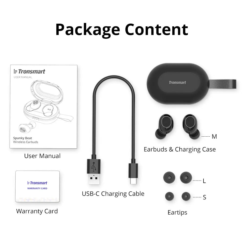 Tronsmart Spunky Beat wireless Bluetooth earphones with touch controls in SetA or SetB colours