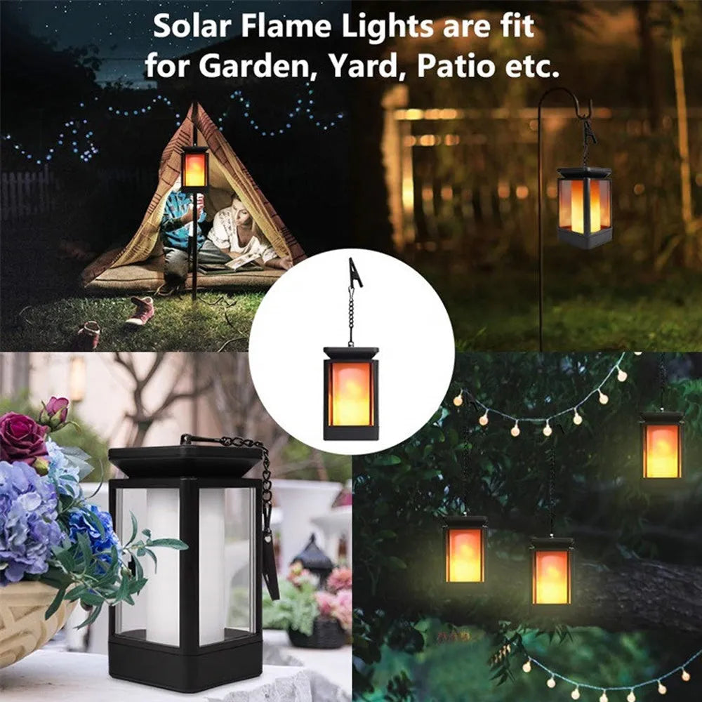 Antique-style grey solar-powered garden street lamp with LED lights in a daytime setting.
