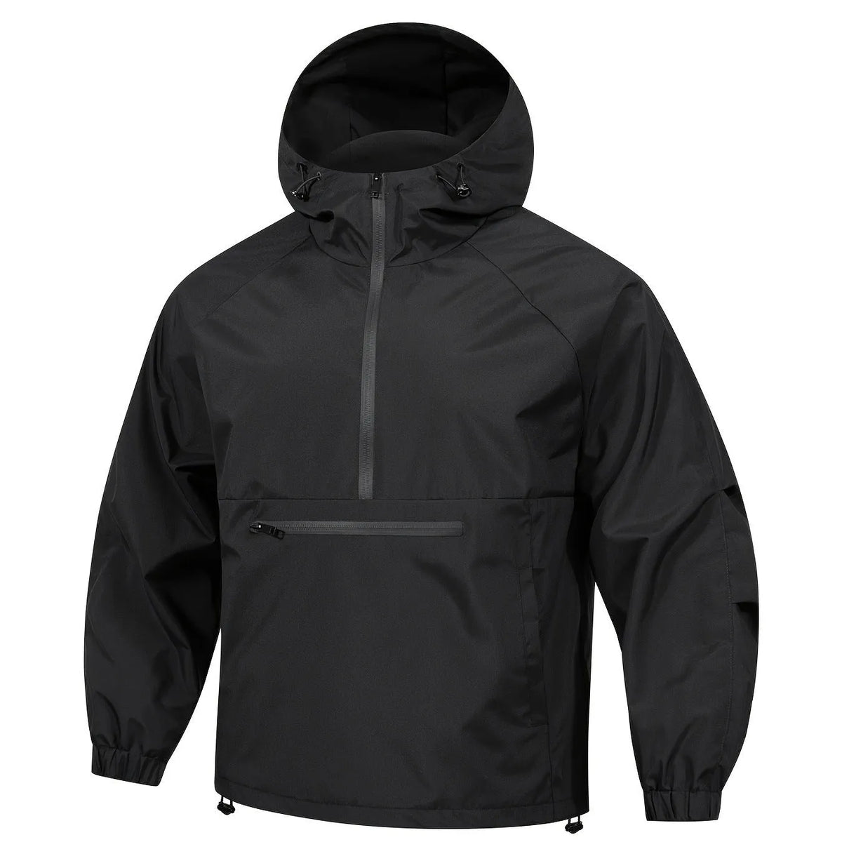 Men's light gray Korean-style loose half-zip hooded corduroy jacket on a hanger.
