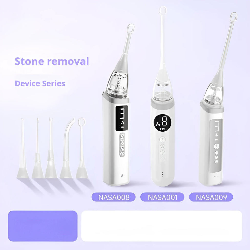 Milky white tonsil stone removal kit with multiple oral cleaning tools