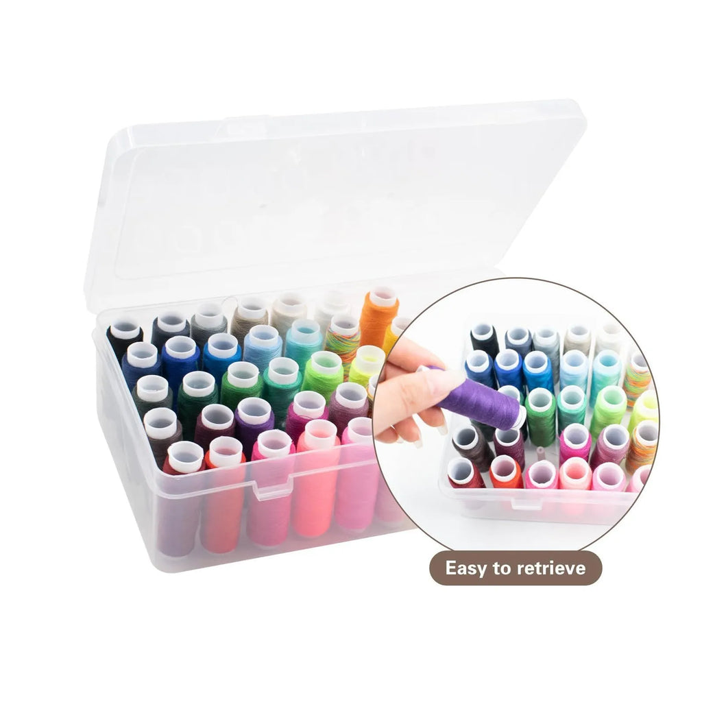 42 compartment plastic embroidery storage box in transparent, pink or blue colour options