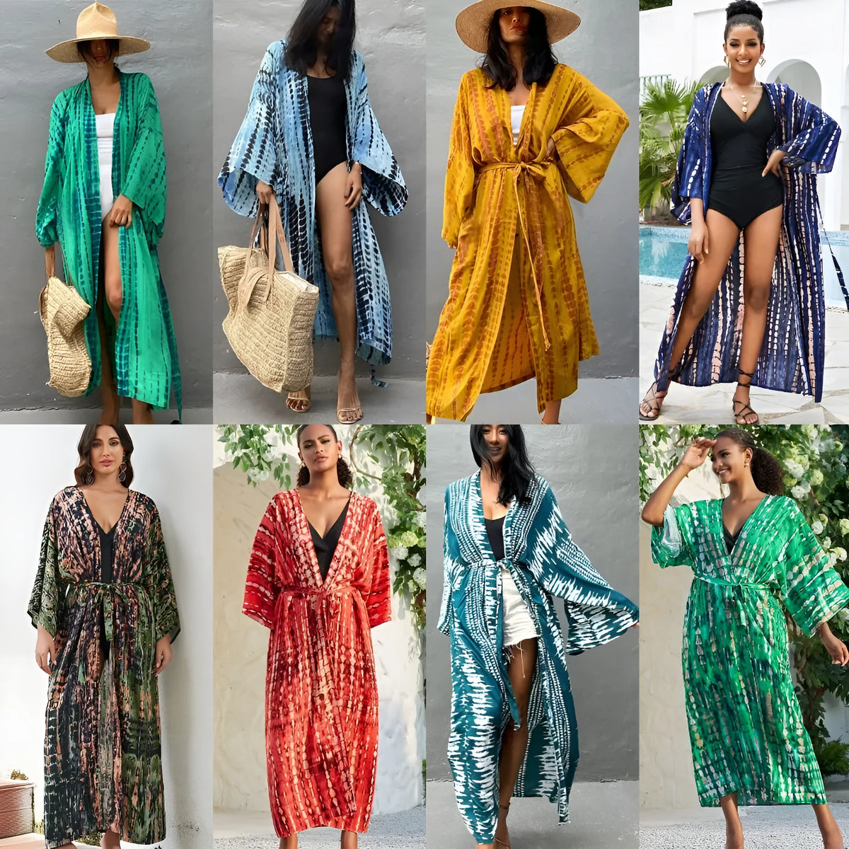 Cotton printed beach cover-up shirt with loose fit and 135cm length for sun protection