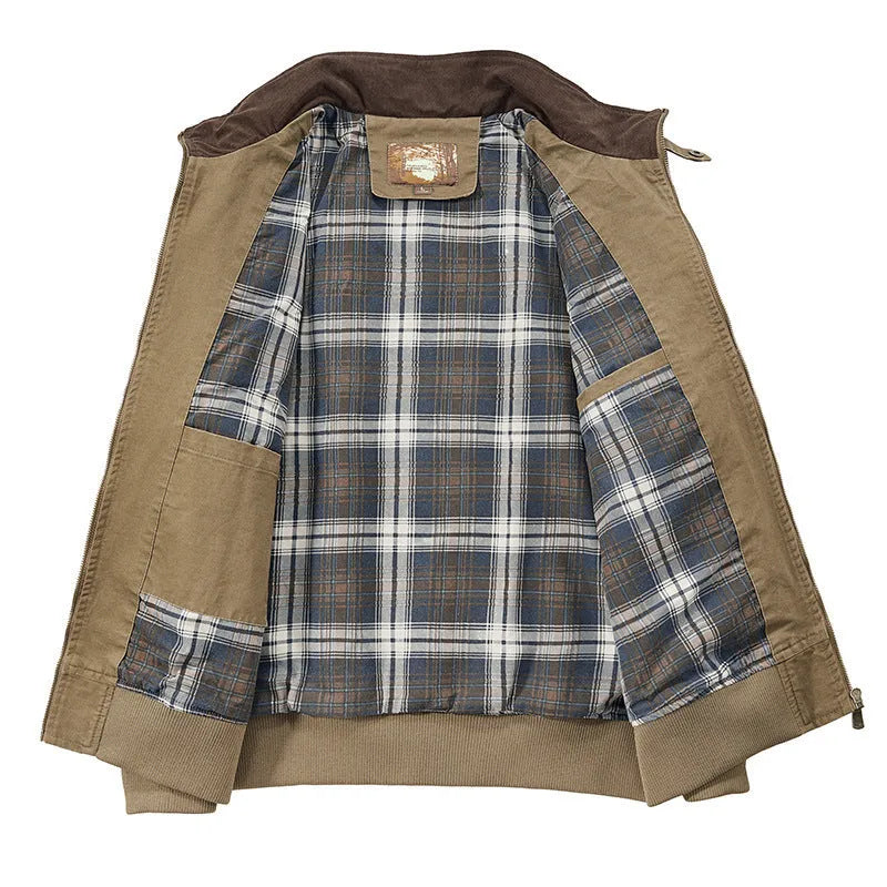 Plus size men's washed cotton baseball jacket in flight jacket style available in multiple colours and sizes