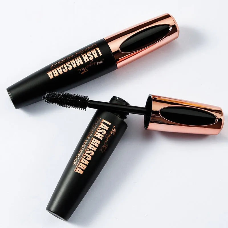 Black waterproof mascara with sweat-proof and smudge-resistant formula for curling lashes