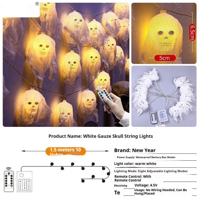 Halloween battery-powered LED fairy lights in plastic housing for indoor wall decoration