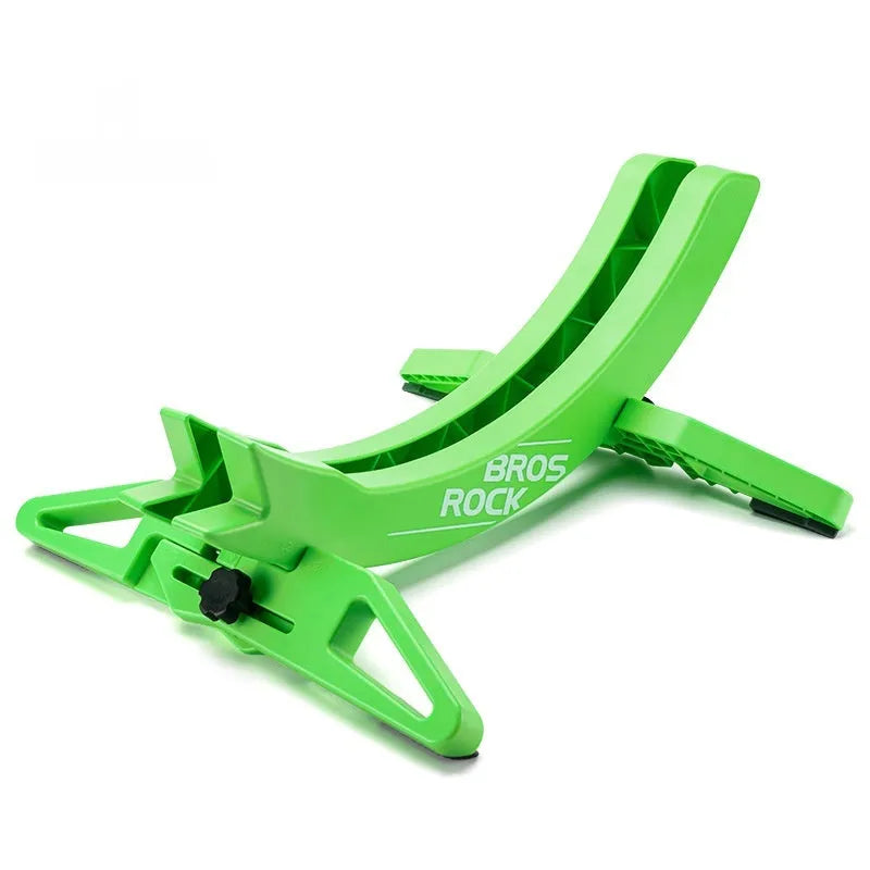 Black or green ABS plastic bicycle parking rack holder mounted on wall with road bike
