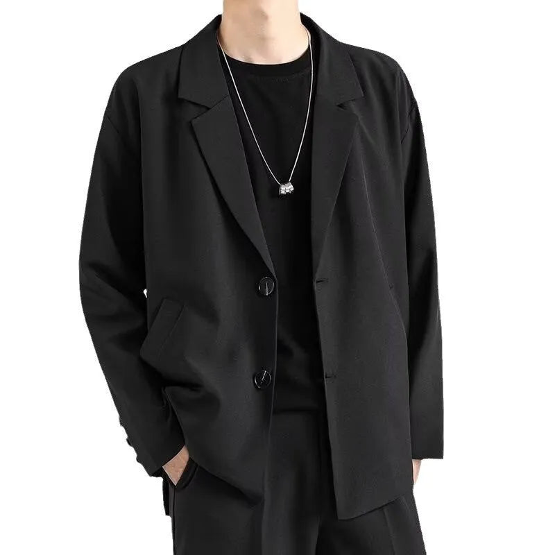 Men's loose-fit corduroy jacket in black, khaki or grey, polyester with semi-hemp lining, sizes S to 5XL.