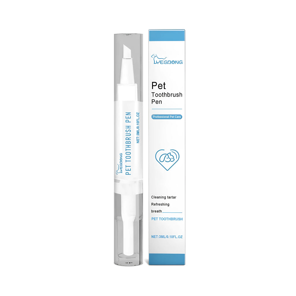 Pet teeth cleaning brush with 3ml capacity brush head measuring 1.1cm by 12.5cm