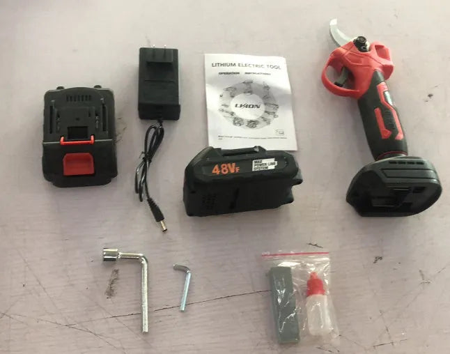 Wireless electric pruning knife with lithium battery and storage box for cutting garden branches