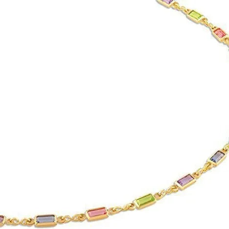 Ladies geometric crystal necklace with alloy chain and coloured glass pendant