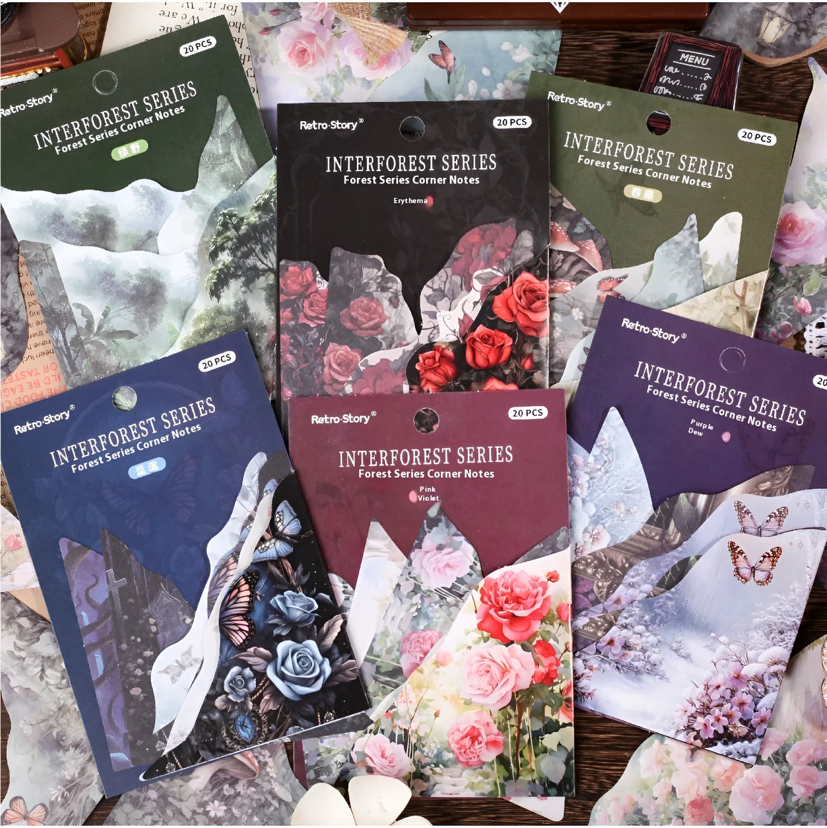 DIY handmade notebook and bookmark creative set showing six colour variations on printable sheets