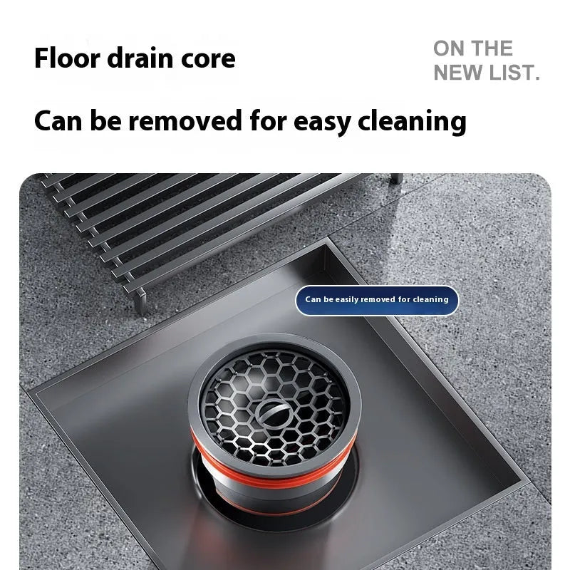 Gun grey 304 stainless steel courtyard floor drain with a 15x15cm grid