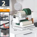White and black double-layer removable kitchen storage rack made from carbon steel.