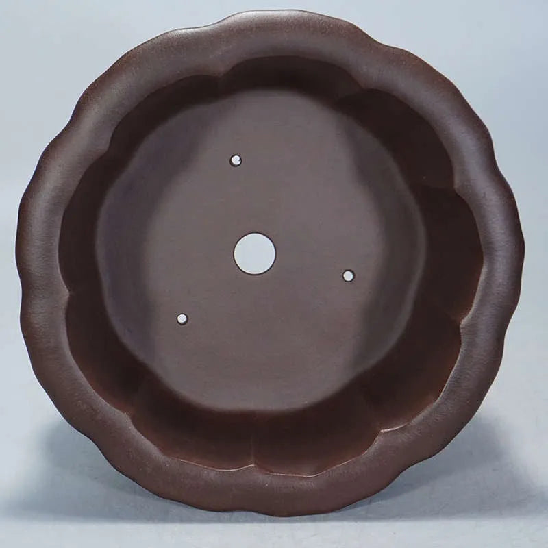 Purple sand ceramic succulent flowerpot with antique finish and Chinese classical design measuring 37x37x20cm