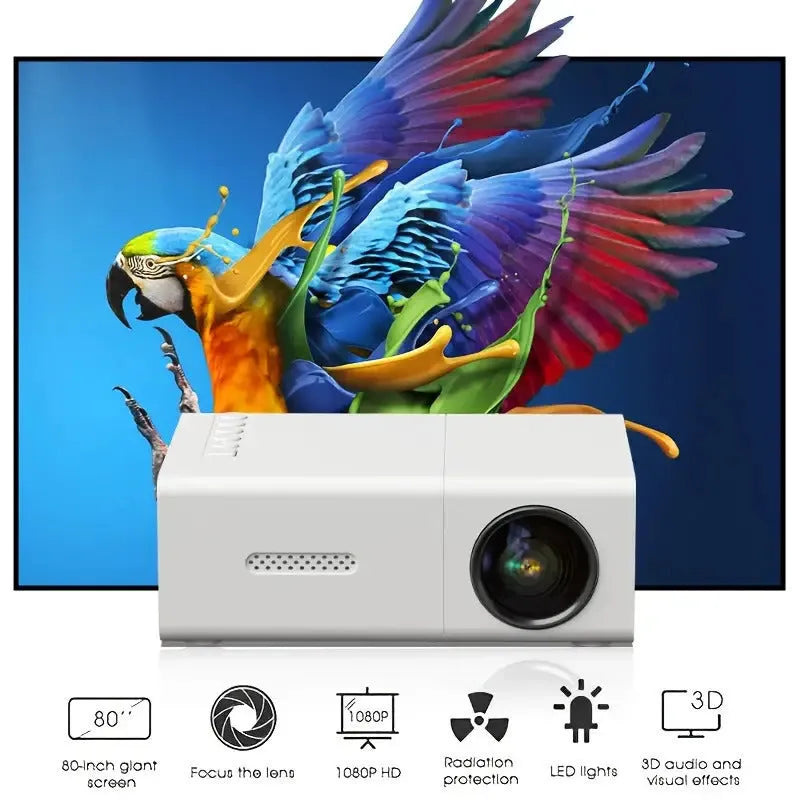 M100 Mini Projector in white or black colour with remote control and cables