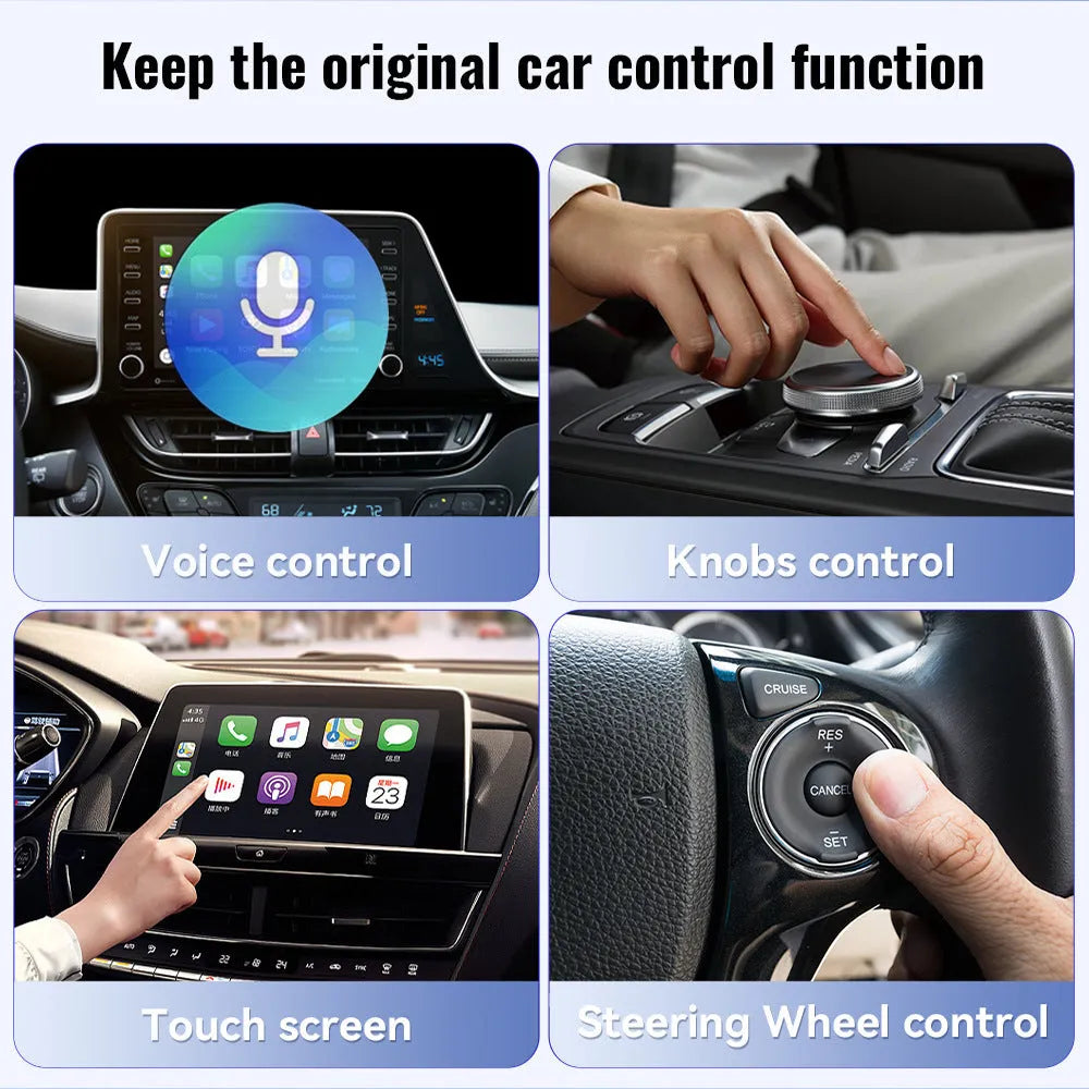 Mini black CarPlay USB interface adapter measuring 26×55×13 mm