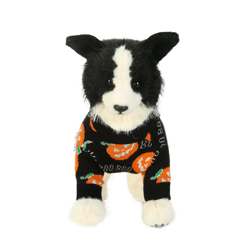 Black dog sweater with orange pumpkin pattern for Halloween in multiple sizes