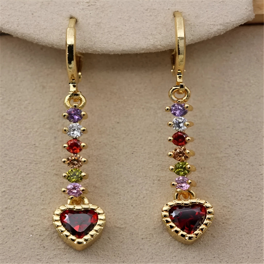 Women's heart-shaped alloy earrings with electroplated gold or silver colour finish