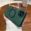 Business magnetic charging iPhone case in imitation leather with anti-fingerprint coating