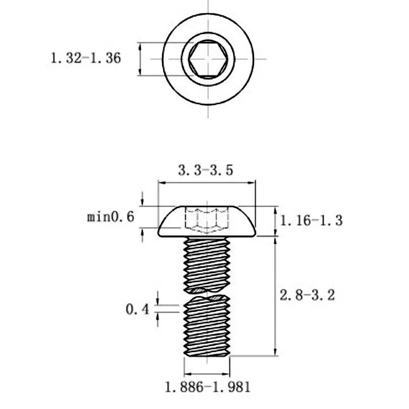 Stainless steel half round head pan head hexagon screw with whitewash finish and hexagon socket
