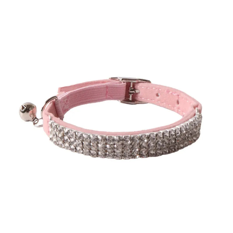 Flocking material cat collar with elastic buckle in six colour options