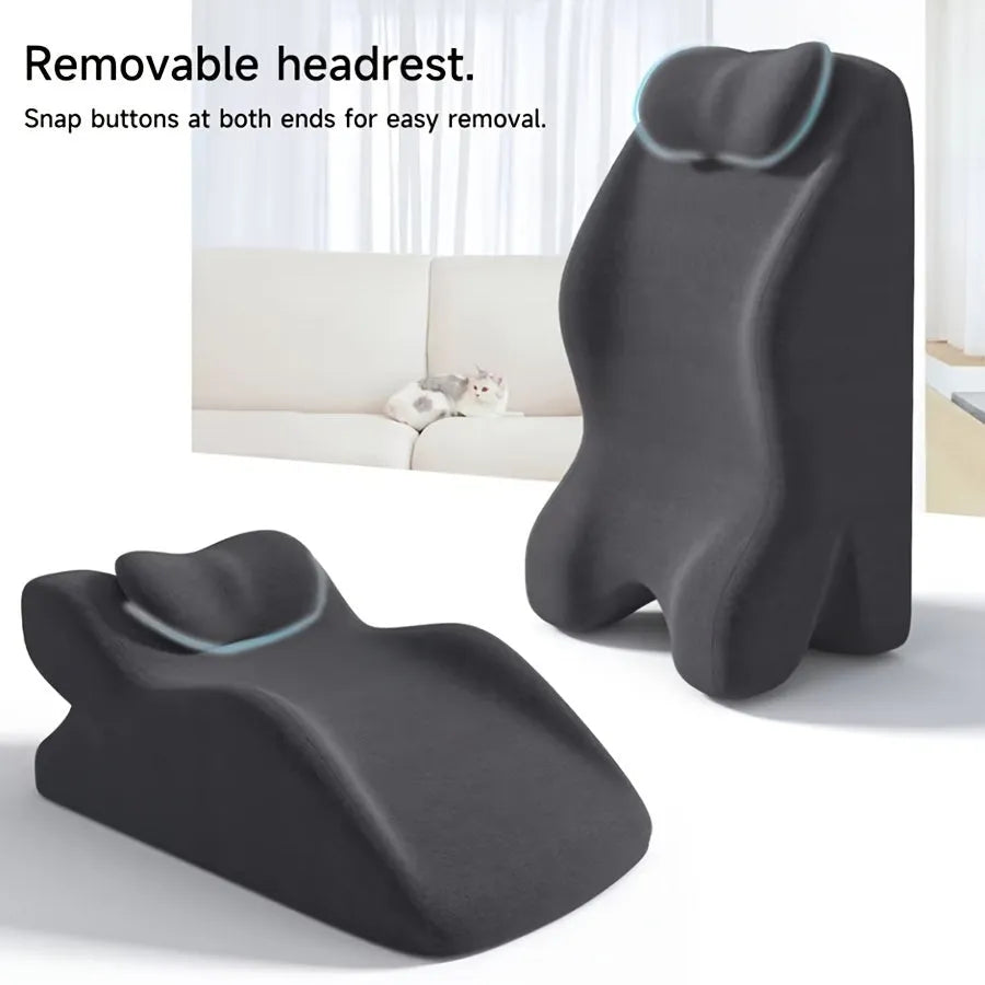 Stomach sleeper pillow in neutral colour for prone sleeping and reading in bed.