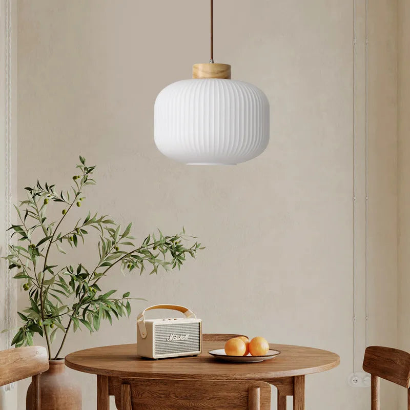 Chinese style wooden pendant ceiling light with retro Nordic design in three available sizes