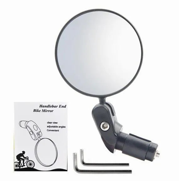 Black ABS convex rearview mirror showing 7cm reflector and 14cm length.