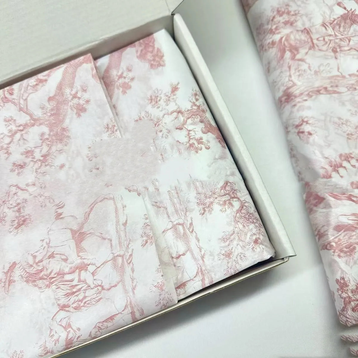 French MG retro floral tissue paper sheet in pink and purple colours, size 50cm by 70cm