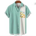 Men's striped Hawaiian casual button-up shirt with short sleeves in a cardigan style.