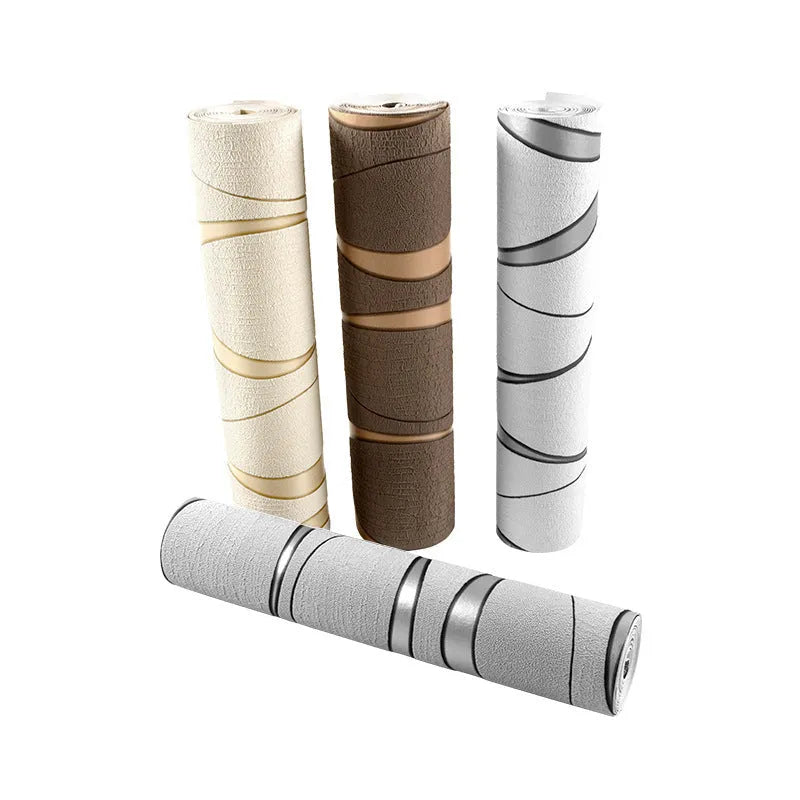 Curve stripe 3D decorative wallpaper roll in light grey or dark brown for video wall backgrounds